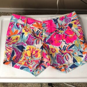 Lilly Pulitzer Pink and Orange Bermuda Shorts Vibrant Floral